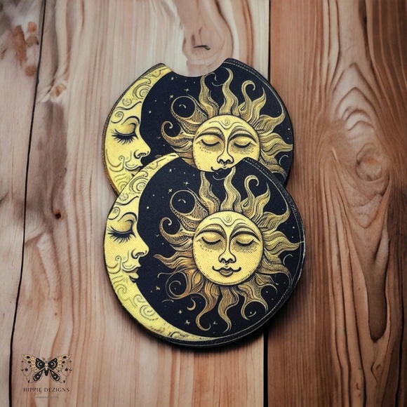 Boho Sun & Moon Car Coasters - Picture 4 of 13
